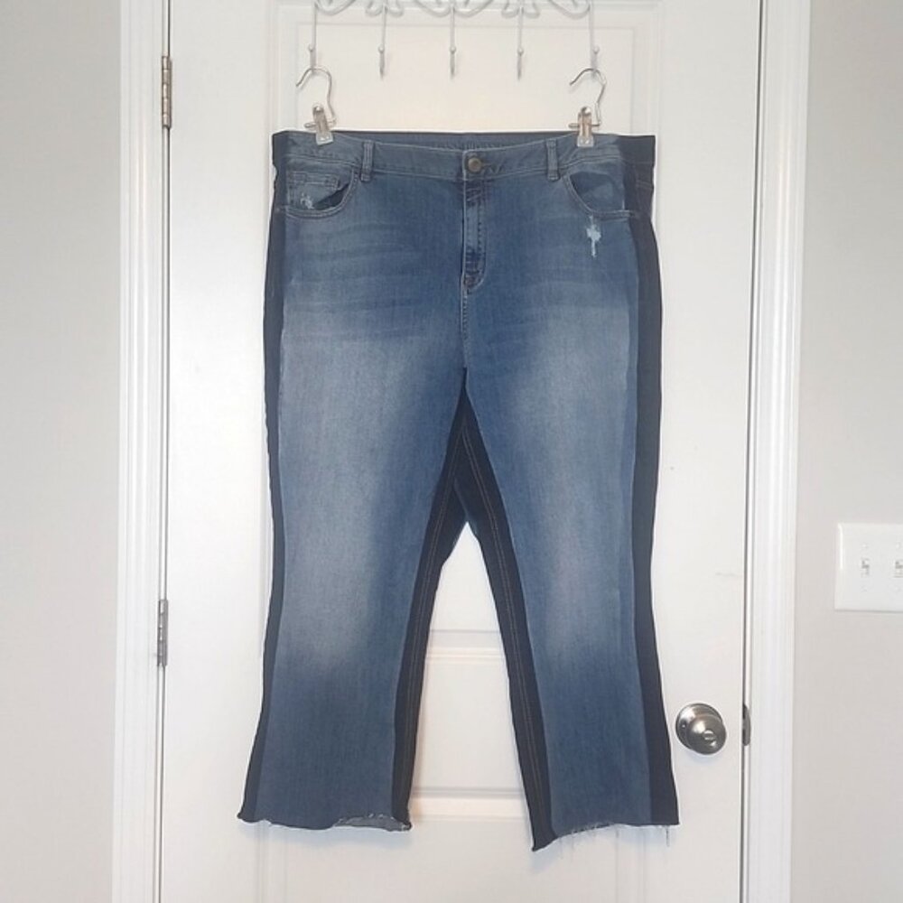 Lane Bryant Navy Side Stripe Jeans Size 22